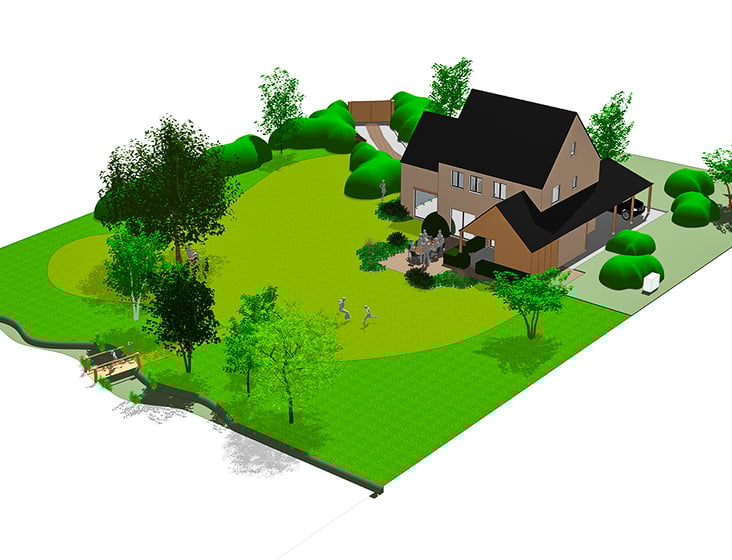 tuinontwerp 3d visualisatie achtertuin